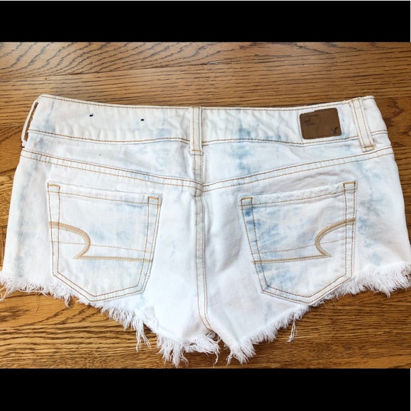 5 for $25 - AE White Tie-Dye Denim Shorts - Picture 3 of 5